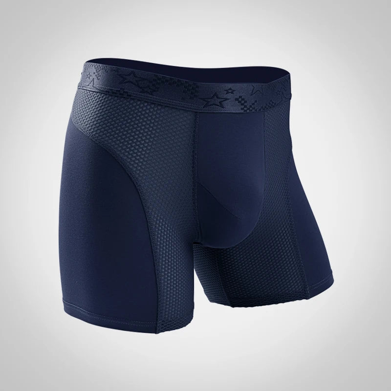 Extra Long Sports Underwear Men's Boxer Briefs Anti-Wear Leg Running Large Size Breathable Training Boxer Briefs