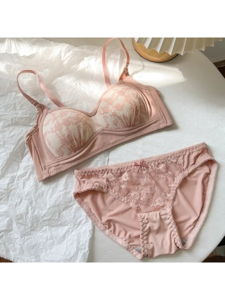 Sweet Japanese Bralette Set for Small Bust Wireless Comfort Bra Lightweight Cups Breathable Teen Lingerie Set AU Sizes MOYISU AB