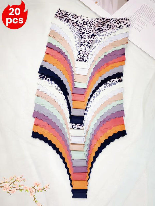 BBB A set of 20 pieces of women's cotton bikini panties, high-cut, full coverage, stretchy and cool underwear. Soft Breathable Knicker Womenswear Bridal 10 Print period underwear thongs 2 piece sets women megara costume outfits halloween chrismas