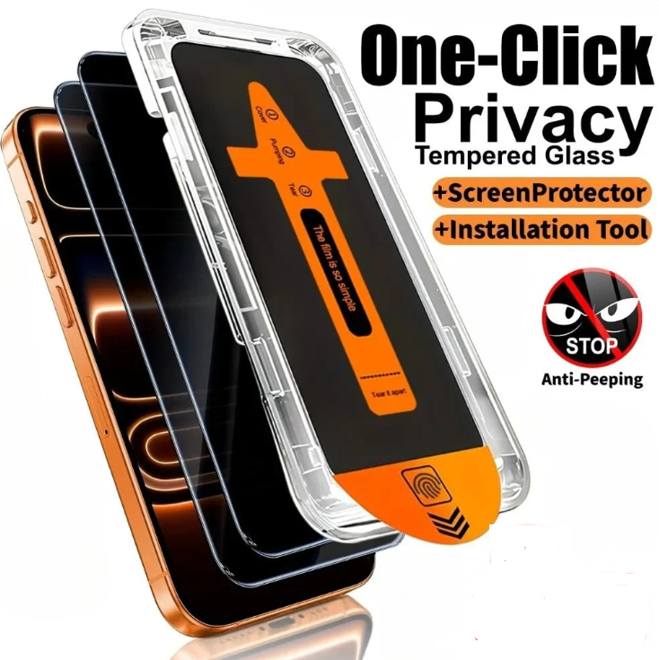 2Pcs Anti Spy Screen Protector For iPhone 17 16 15 14 13 Pro Max Air 16e 12 11 Pro 15 14 Plus XR XS One Click Installation Glass