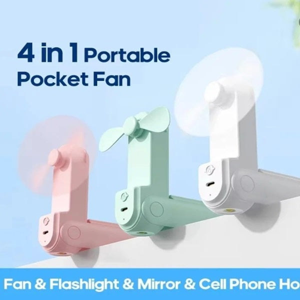 Buyuhui Fan 2200mAh USB Rechargeable 3 Speed Mini Handheld Foldable Fan Hand Held Small Pocket Travel Fan with Handy Power Bank