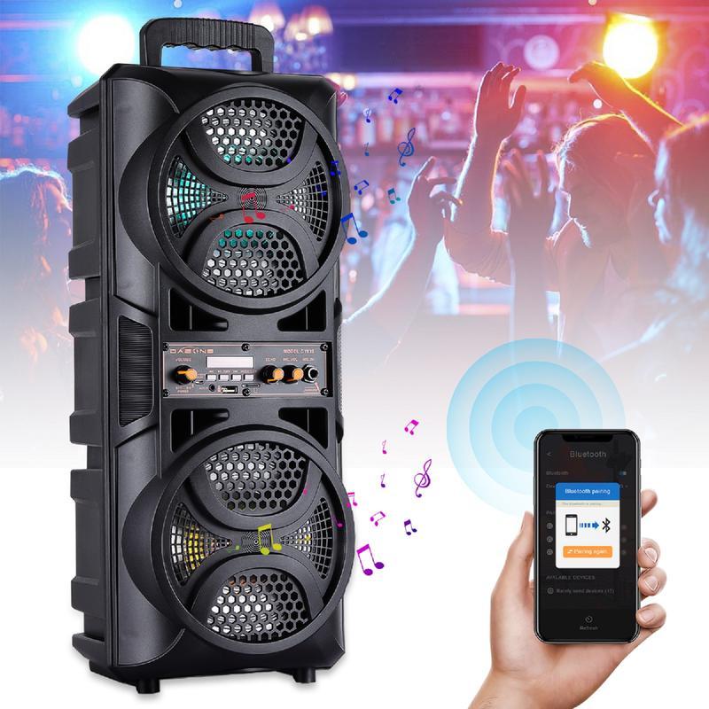 Bluetooth Speaker Loud Wireless with Microphones, Portable PA System Large Party Speaker with Lights, Karaoke Machine for Adults/Kids, Support Remote, FM, TWS, AUX, USB for Garden Home Outdoor
