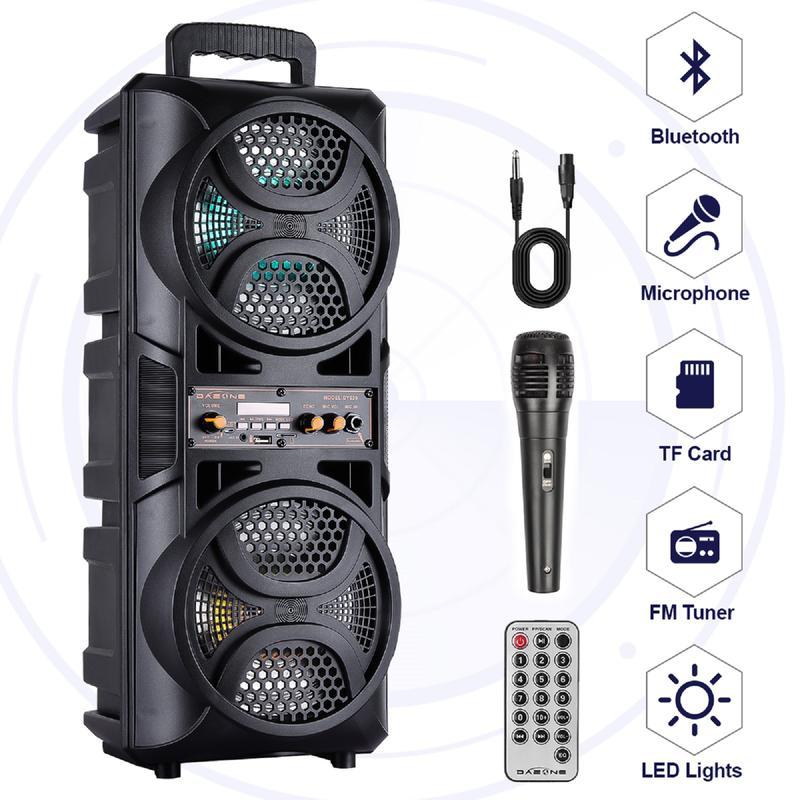 Bluetooth Speaker Loud Wireless with Microphones, Portable PA System Large Party Speaker with Lights, Karaoke Machine for Adults/Kids, Support Remote, FM, TWS, AUX, USB for Garden Home Outdoor