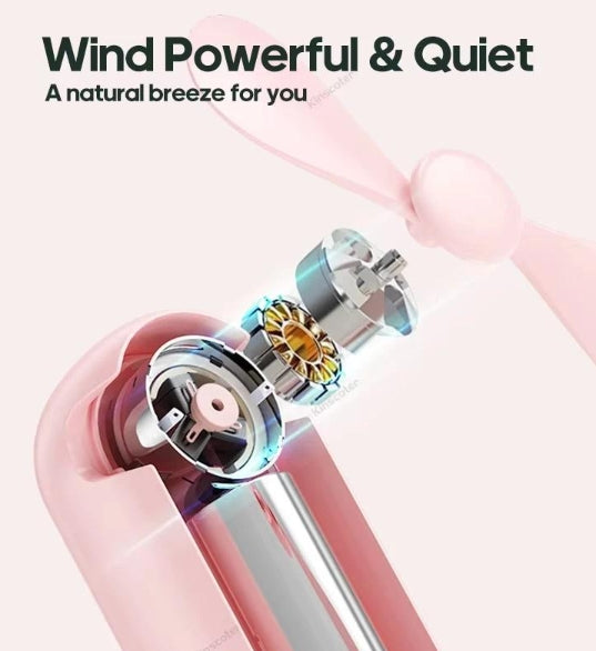 Buyuhui Fan 2200mAh USB Rechargeable 3 Speed Mini Handheld Foldable Fan Hand Held Small Pocket Travel Fan with Handy Power Bank