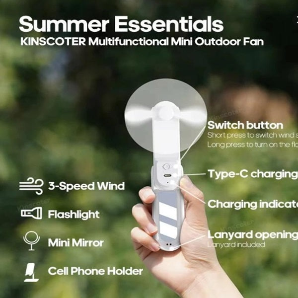 Buyuhui Fan 2200mAh USB Rechargeable 3 Speed Mini Handheld Foldable Fan Hand Held Small Pocket Travel Fan with Handy Power Bank