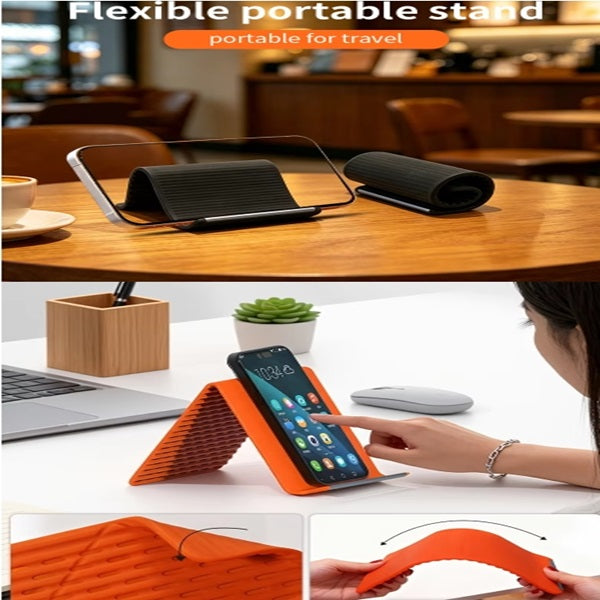 Buyuhui Flexible Foldable Silicone Phone Holder Portable Adjustable Multi-Angle Desktop Stand For iPhone iPad Laptop Tablet Home Office