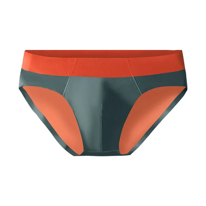 Men's ice silk seamless underwear men breathable briefs summer thin boys sports low waist short shorts head