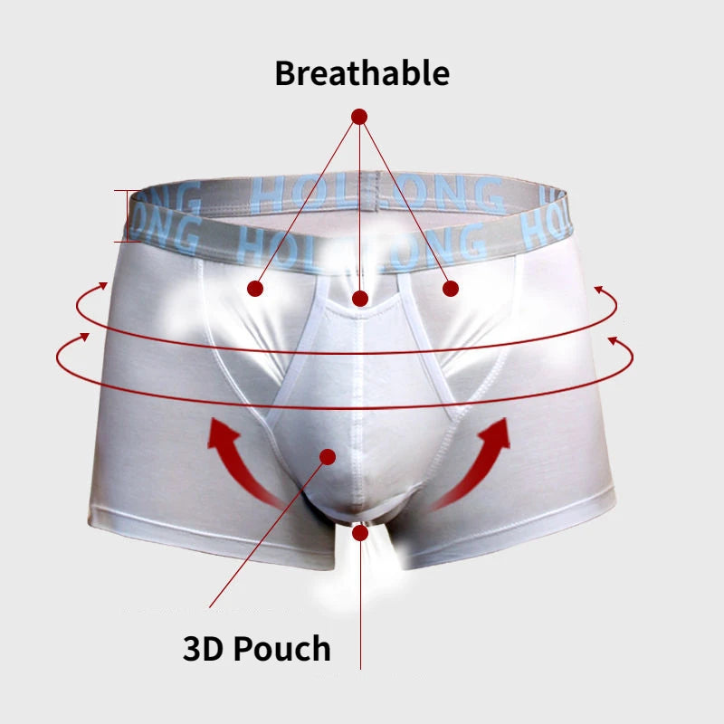 Man Breathable Boxers with Bulge U-Convex Penis Pouch Seperate Modal Soft Open Hole Lingerie Slips Big Enhancing Short Underwear