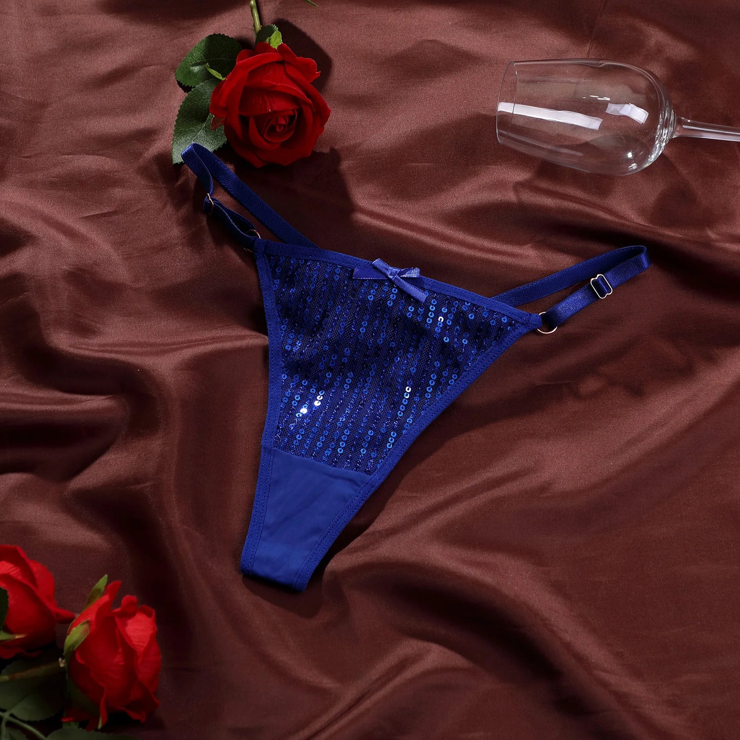 Shiny Sequins Underwear Sexy Low Waist Panties Breathable Cotton Crotch Thin Belt Women's Women's Thong Sexy Female Lingerie