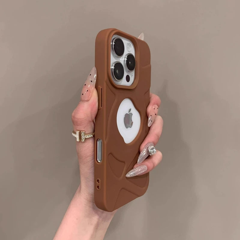 Soft Silicone Hollow Out Matte Phone Case For iPhone 11 12 13 14 15 16 17 Pro Max Plus AIr Magnetic Bumper Cases Cover