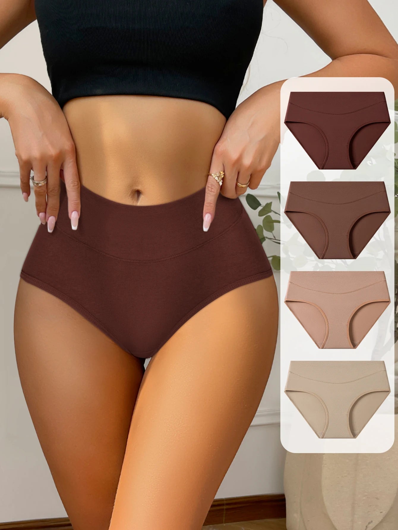 4Pcs Cotton Women's Panties High Waist Body Shaper Underwear Breathable Briefs Underpants Soft Panty Solid Female Lingerie