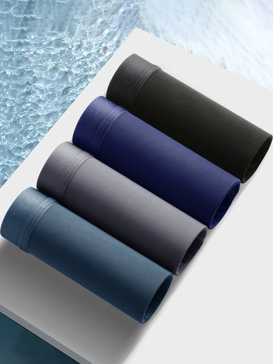 4 Pieces Men's Panties Cool Smooth Comfortable Breathable Men's Boxers Ice Silk Sports Fitness Casual Fitness Men's Pants