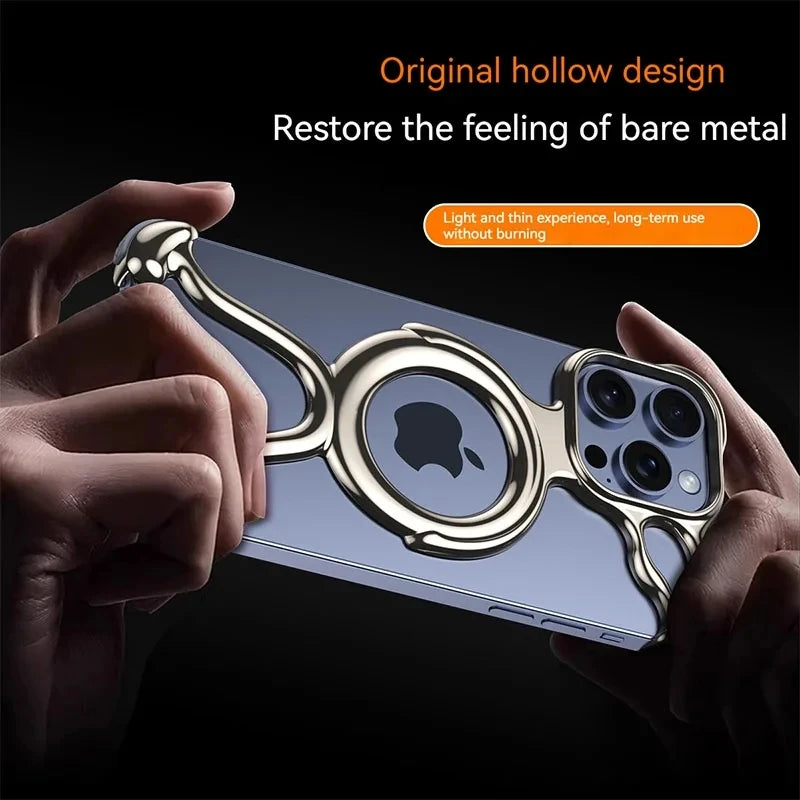 Magnetic Liquid Metal Phone Case For iPhone 13 14 15 16 17 Pro Max With AirBag Shockproof Bumper Irregular Metal Anti-fall Cover