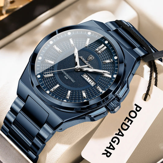 Sport Original Men Clock Quartz Date Week Luxury Man Wristwatch Waterproof Luminous Stainless Steel Men's Watches