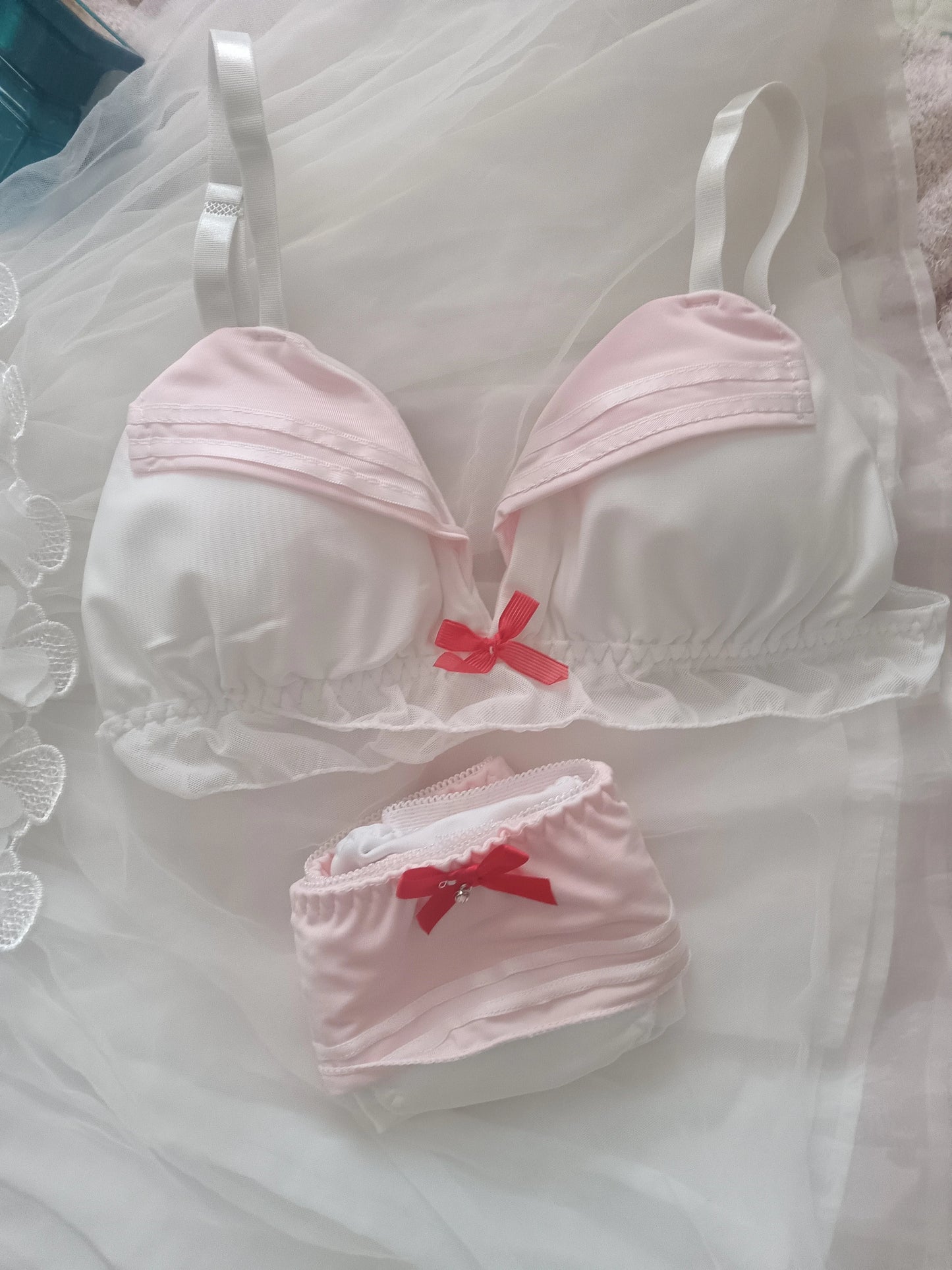 Women's bra set Japanese loli underwear female soft girl navy sweet cute without steel ring teenage sailor suit bra set