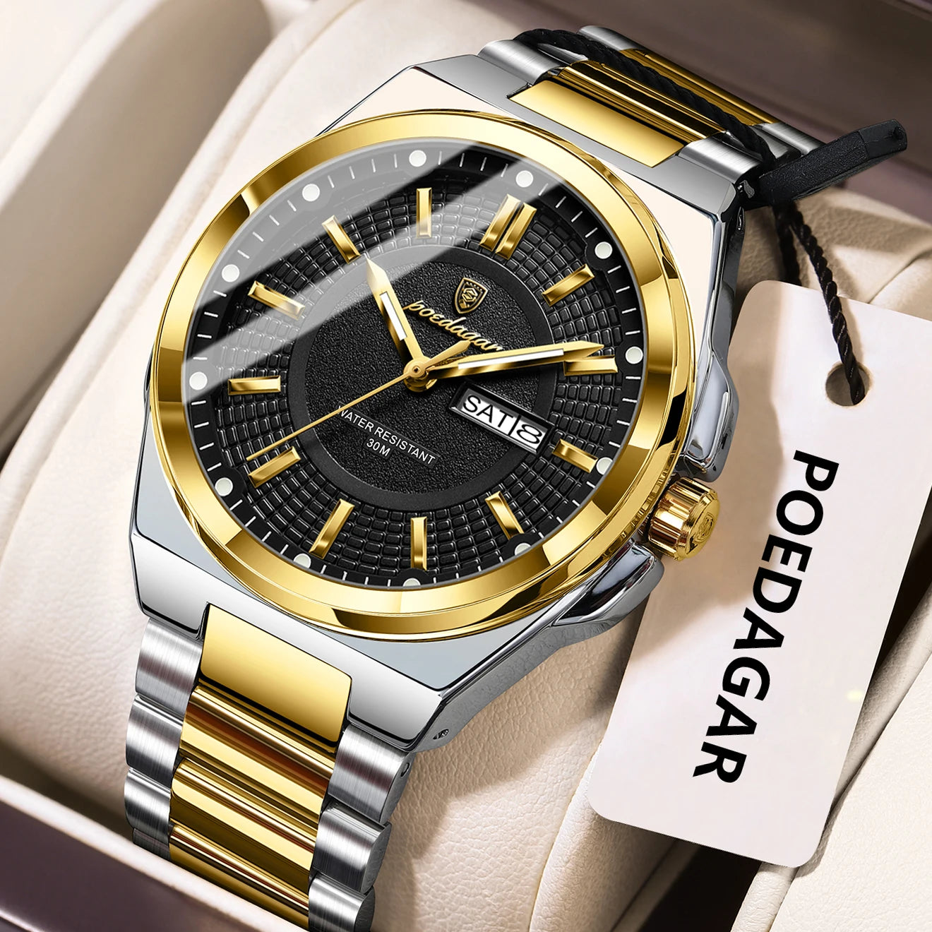 Sport Original Men Clock Quartz Date Week Luxury Man Wristwatch Waterproof Luminous Stainless Steel Men's Watches