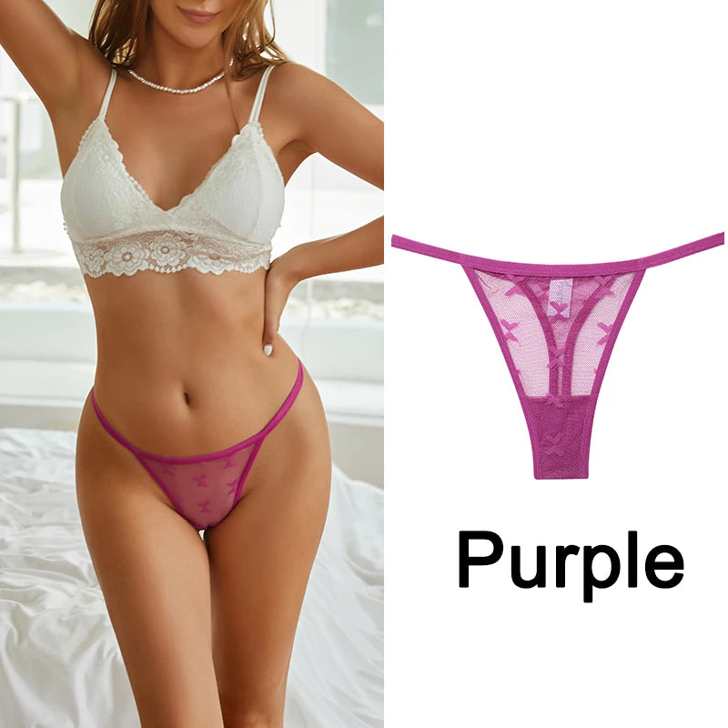 1Pcs Women Sexy Lace Floral G-String Panties String Transparent Underwear Intimates Panties Thong Low Waist Briefs S-XL Lingerie