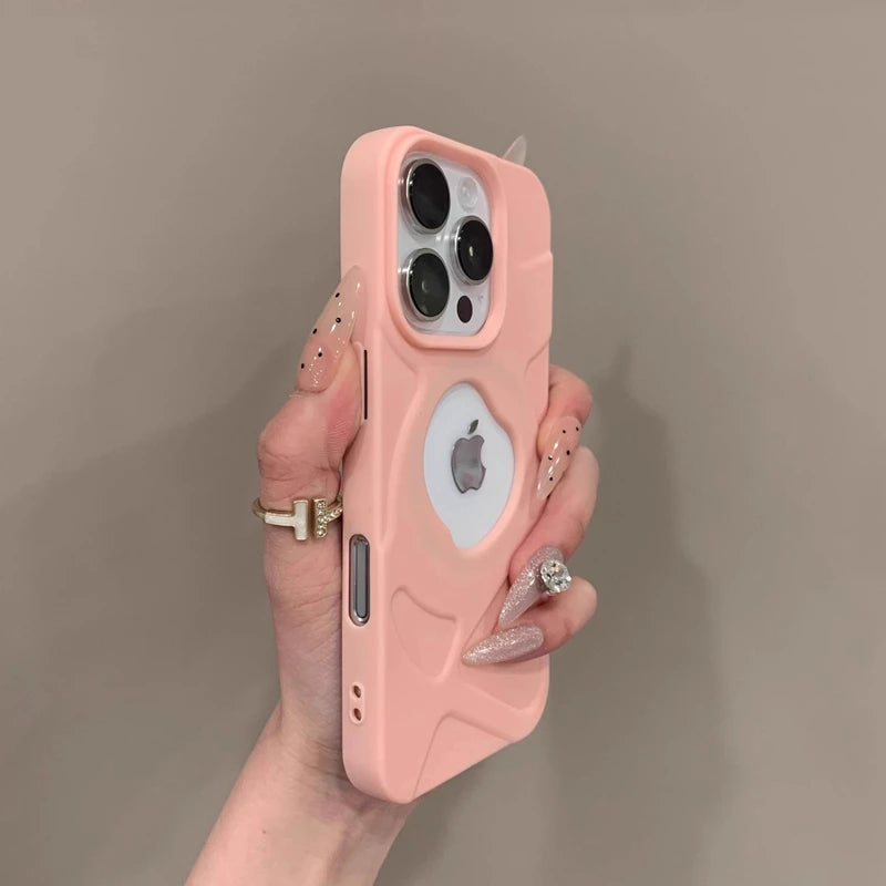 Soft Silicone Hollow Out Matte Phone Case For iPhone 11 12 13 14 15 16 17 Pro Max Plus AIr Magnetic Bumper Cases Cover