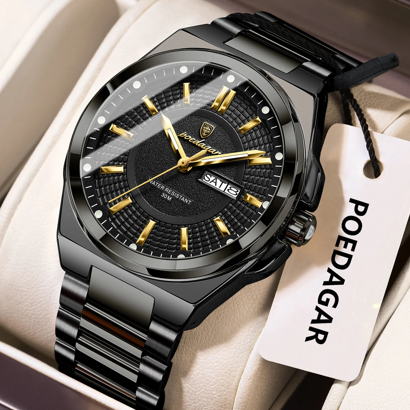 Sport Original Men Clock Quartz Date Week Luxury Man Wristwatch Waterproof Luminous Stainless Steel Men's Watches