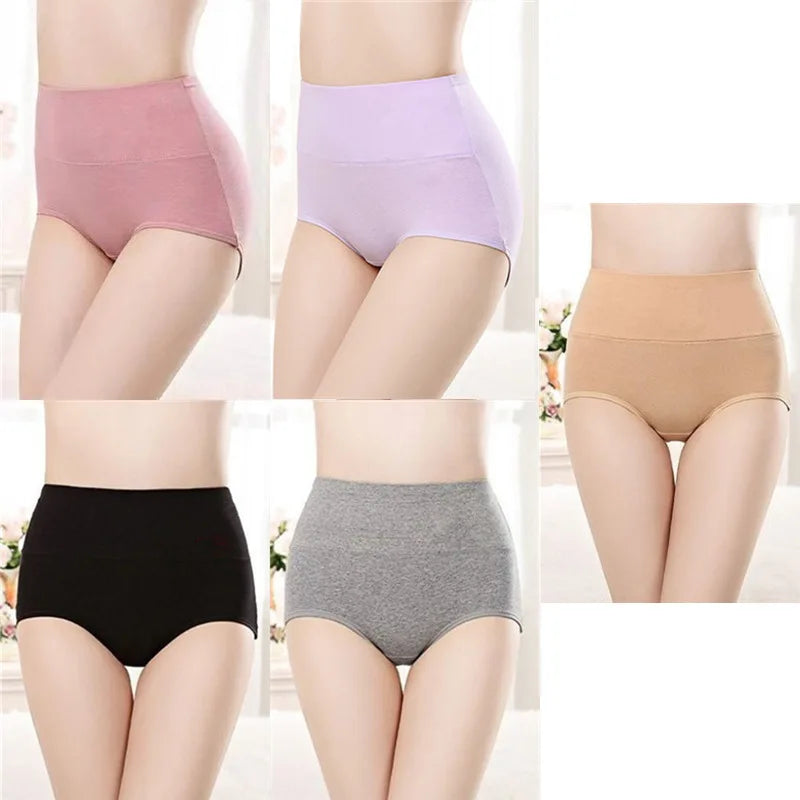 5PCS High Waist Cotton Panties Women Body Shaper Underwear Plus Size XL-4XL Fashion Girls Briefs Seamless Sexy Female Lingerie