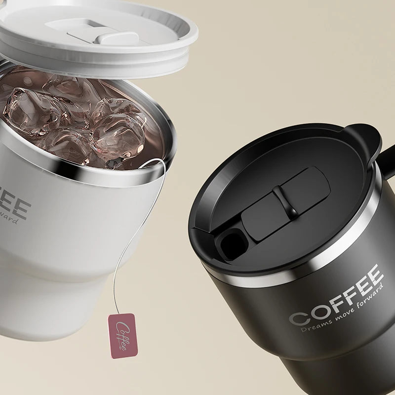 304 Stainless Steel Double Wall Insulated Coffee Cup With Handle Portable Students Leak-proof Water Cup Milk Coffee Mug