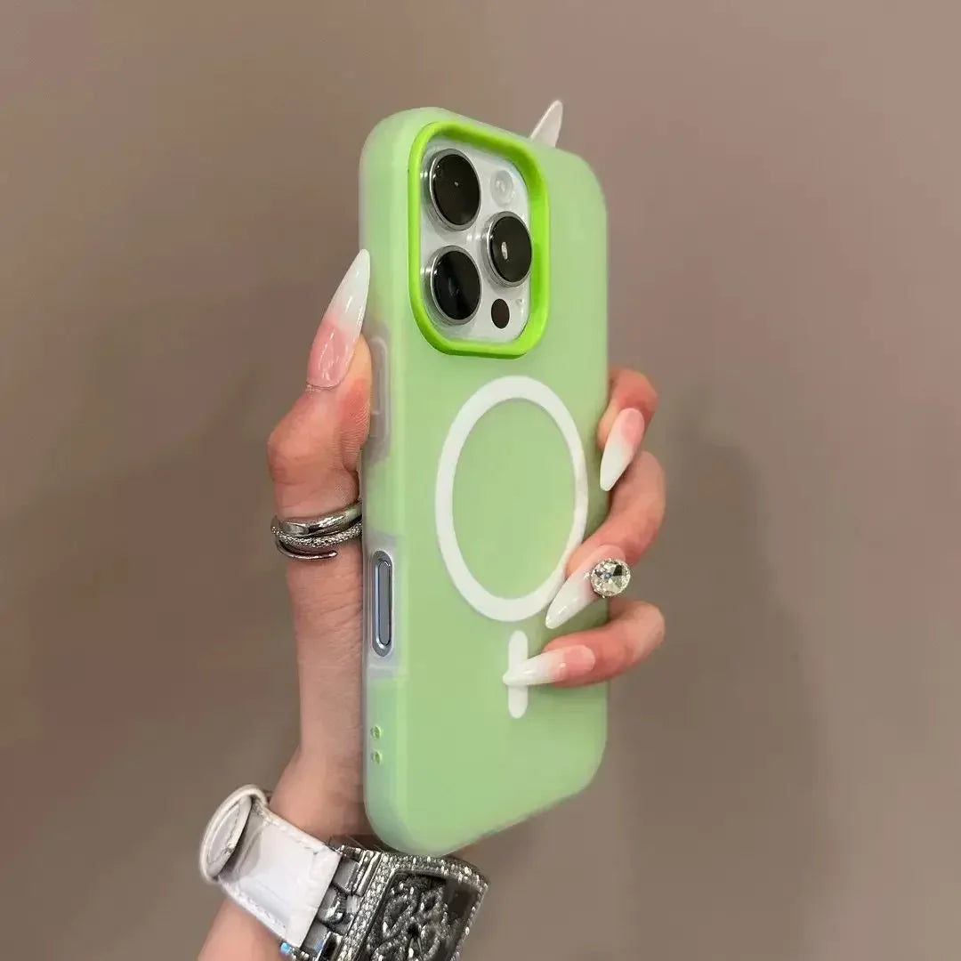 Candy Color 2 IN 1 For Magsafe Phone Case For iPhone 17 16 15 14 13 12 11 Pro Max Magnet Wireless Charger Matte Soft Cover Fund