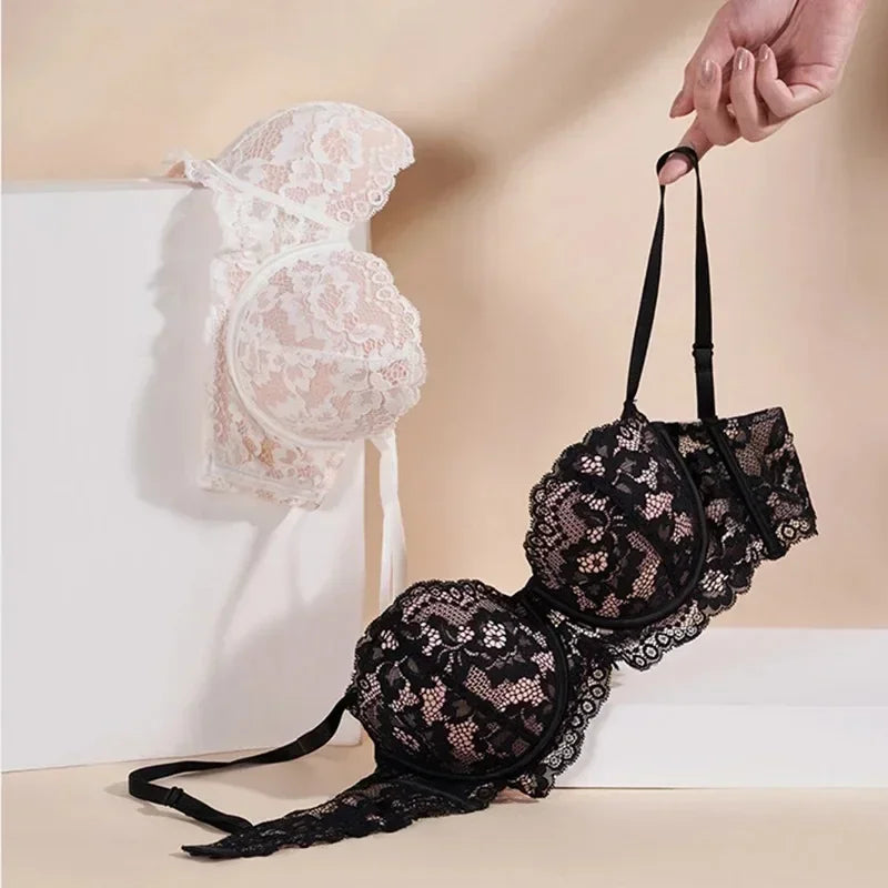 Sexy Lace Bra Women 1/2 Cup Underwire Bras Ladies Push Up Underwear Trendy Floral Brassiere Female Comfortable Intimates Suit