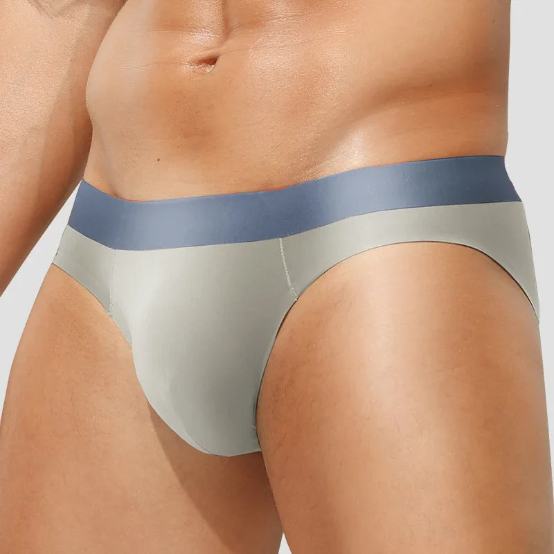 Men's ice silk seamless underwear men breathable briefs summer thin boys sports low waist short shorts head