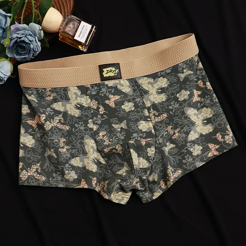 EXILIENS New Romantic Butterfly 1pcs/3pcs Cotton Boxer Men Underwear Hot Mens Boxers New BoxerShorts Man Panties Size L3XL KX758