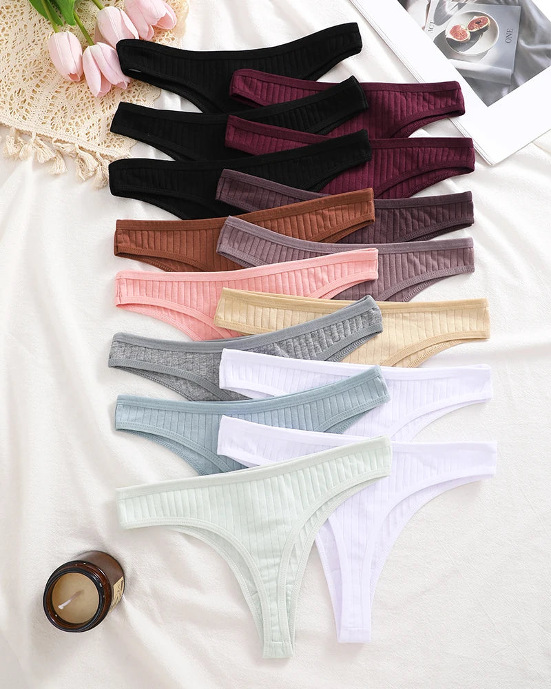 15Pcs Cotton Panties G-String Women Panties Sexy Underwear Female Lingerie Thong Briefs for Woman Solid Color Intimate Pantys