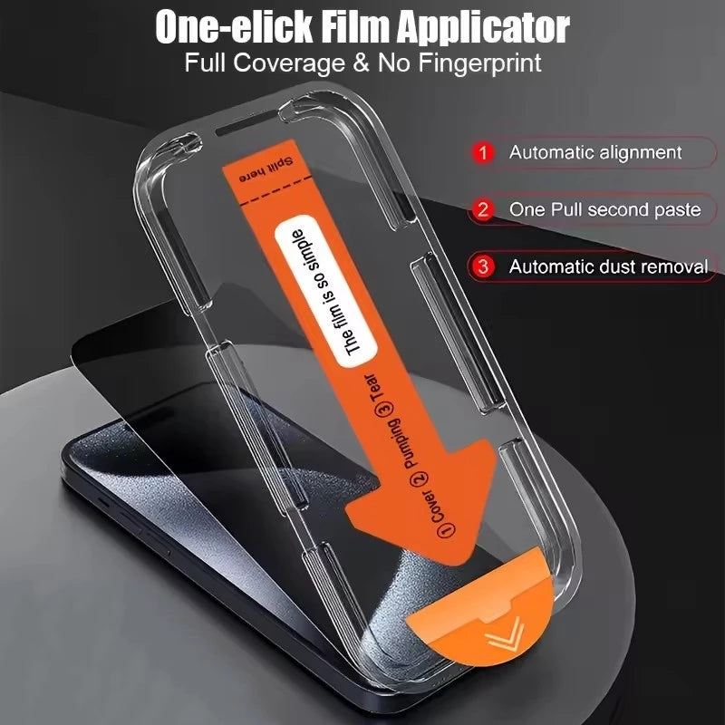 4Pcs Oleophobic Dust Proof Installation Privacy Screen Protector For iPhone 16 15 14 13 12 11 17 Pro Max XS X XR 7 8 Plus Glass