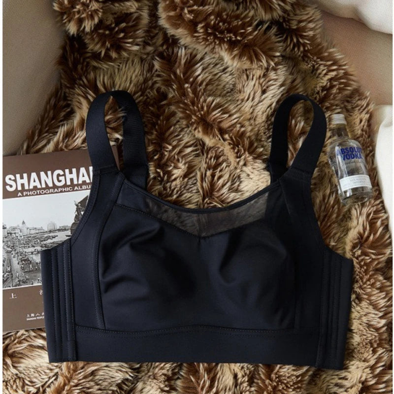 White Full Cup Minimizer Bra Seamless Side Control Anti-Sag Summer Ultra Thin Strapless Sport Everyday Bra for Women