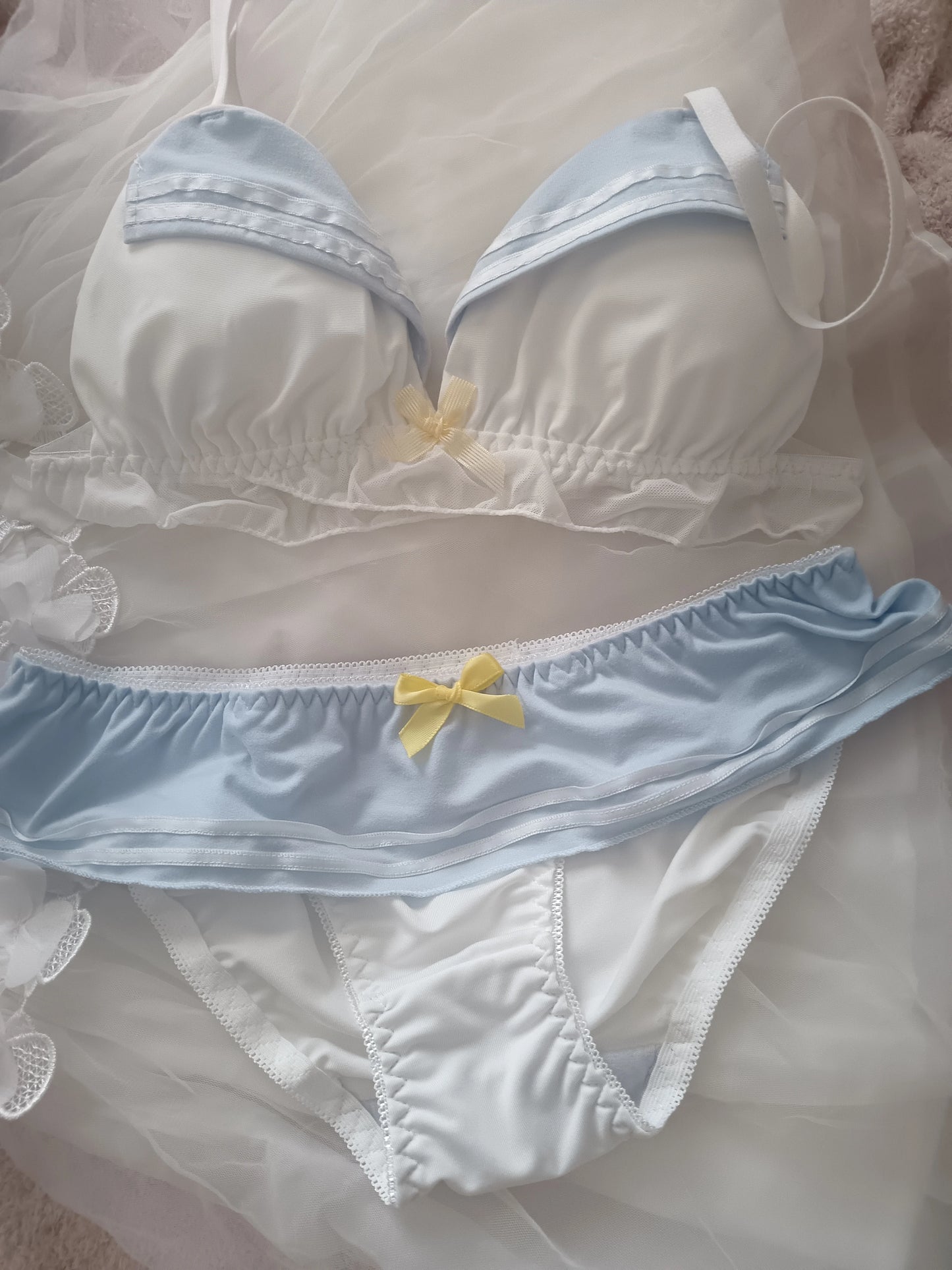Women's bra set Japanese loli underwear female soft girl navy sweet cute without steel ring teenage sailor suit bra set