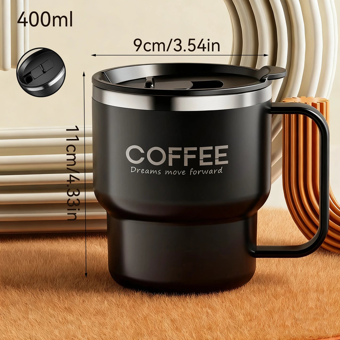 304 Stainless Steel Double Wall Insulated Coffee Cup With Handle Portable Students Leak-proof Water Cup Milk Coffee Mug