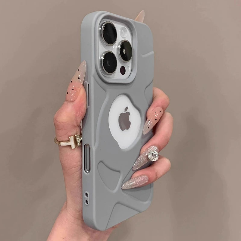 Soft Silicone Hollow Out Matte Phone Case For iPhone 11 12 13 14 15 16 17 Pro Max Plus AIr Magnetic Bumper Cases Cover
