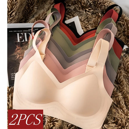 2Pcs/Set Bras For Women Sports Tops Seamless Underwear Padded Sexy Lingerie Wide shoulder Straps Bra Female Intimates