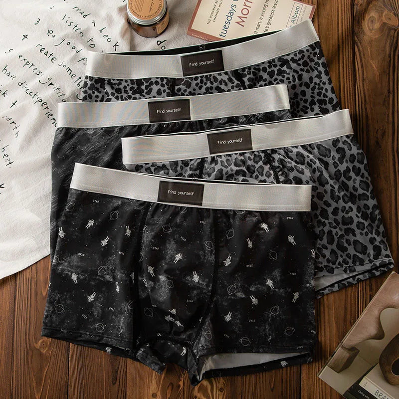 Men's Underwear Black leopard print starry sky ice silk BoxerShorts men quick drying  breathable summer antibacterial Underpants