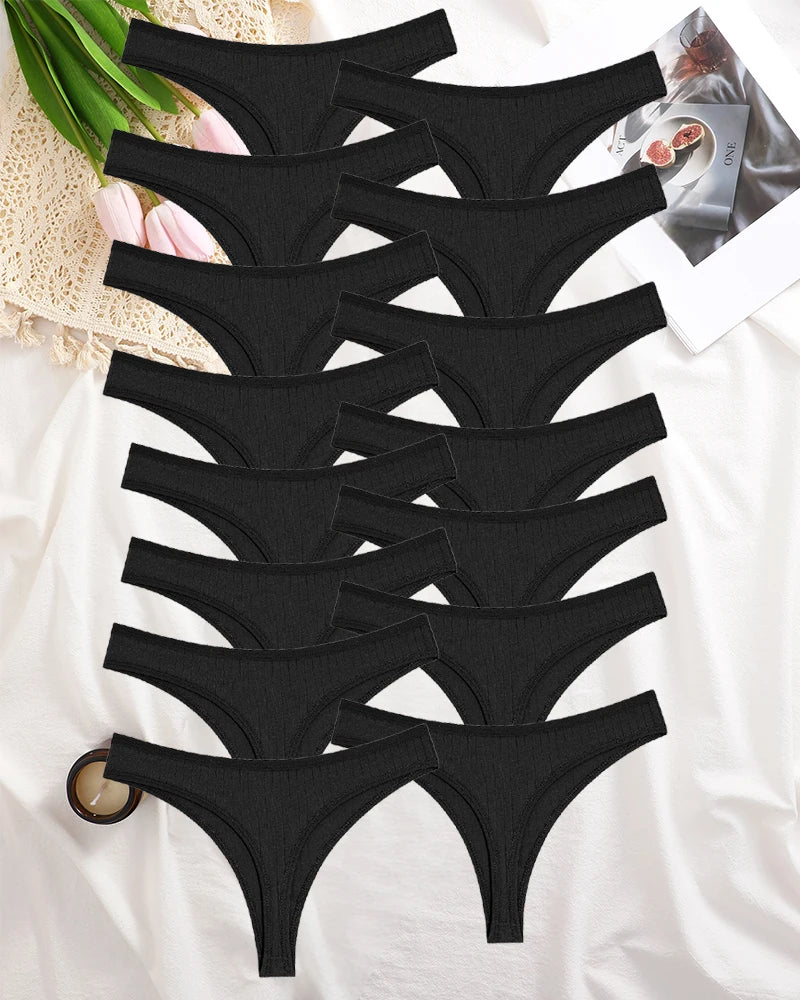 15Pcs Cotton Panties G-String Women Panties Sexy Underwear Female Lingerie Thong Briefs for Woman Solid Color Intimate Pantys