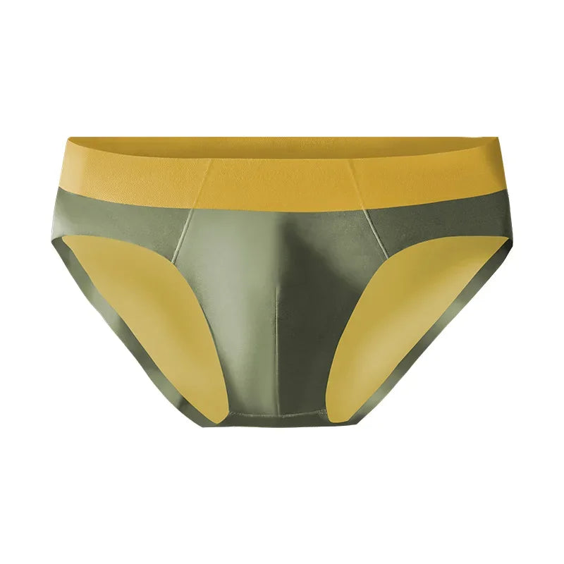 Men's ice silk seamless underwear men breathable briefs summer thin boys sports low waist short shorts head