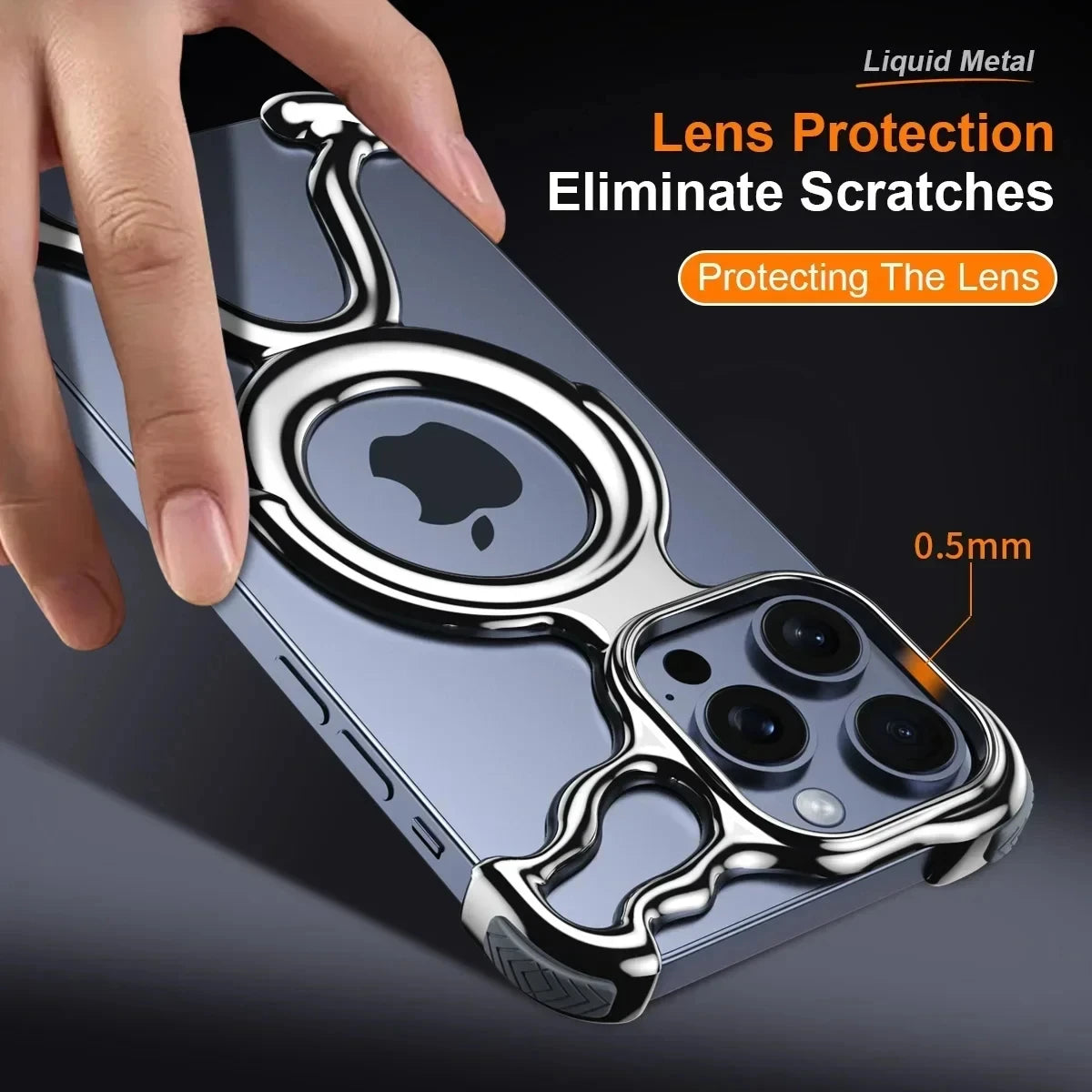 Magnetic Liquid Metal Phone Case For iPhone 13 14 15 16 17 Pro Max With AirBag Shockproof Bumper Irregular Metal Anti-fall Cover