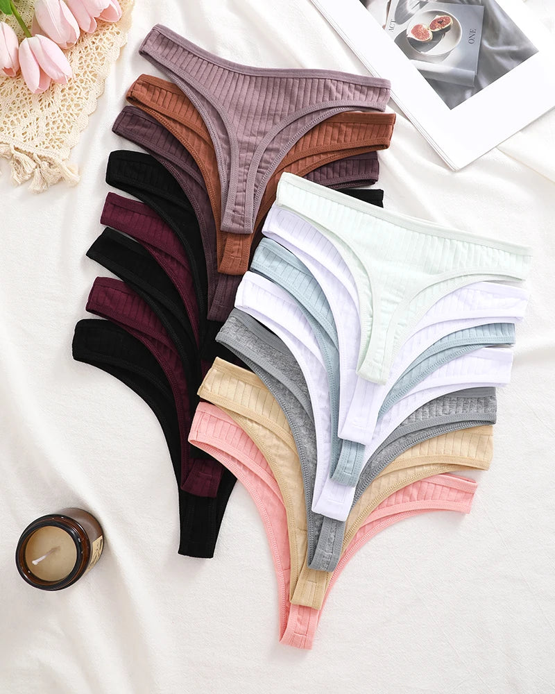 15Pcs Cotton Panties G-String Women Panties Sexy Underwear Female Lingerie Thong Briefs for Woman Solid Color Intimate Pantys
