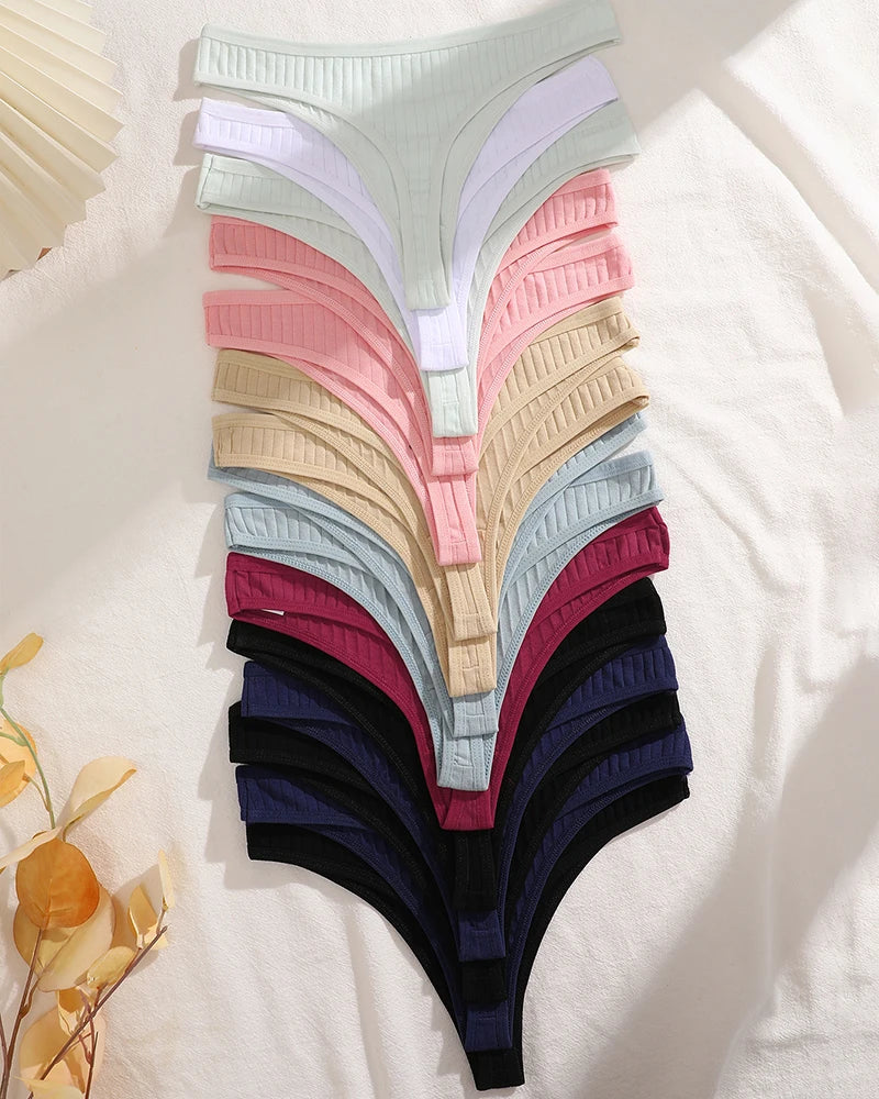 15Pcs Cotton Panties G-String Women Panties Sexy Underwear Female Lingerie Thong Briefs for Woman Solid Color Intimate Pantys