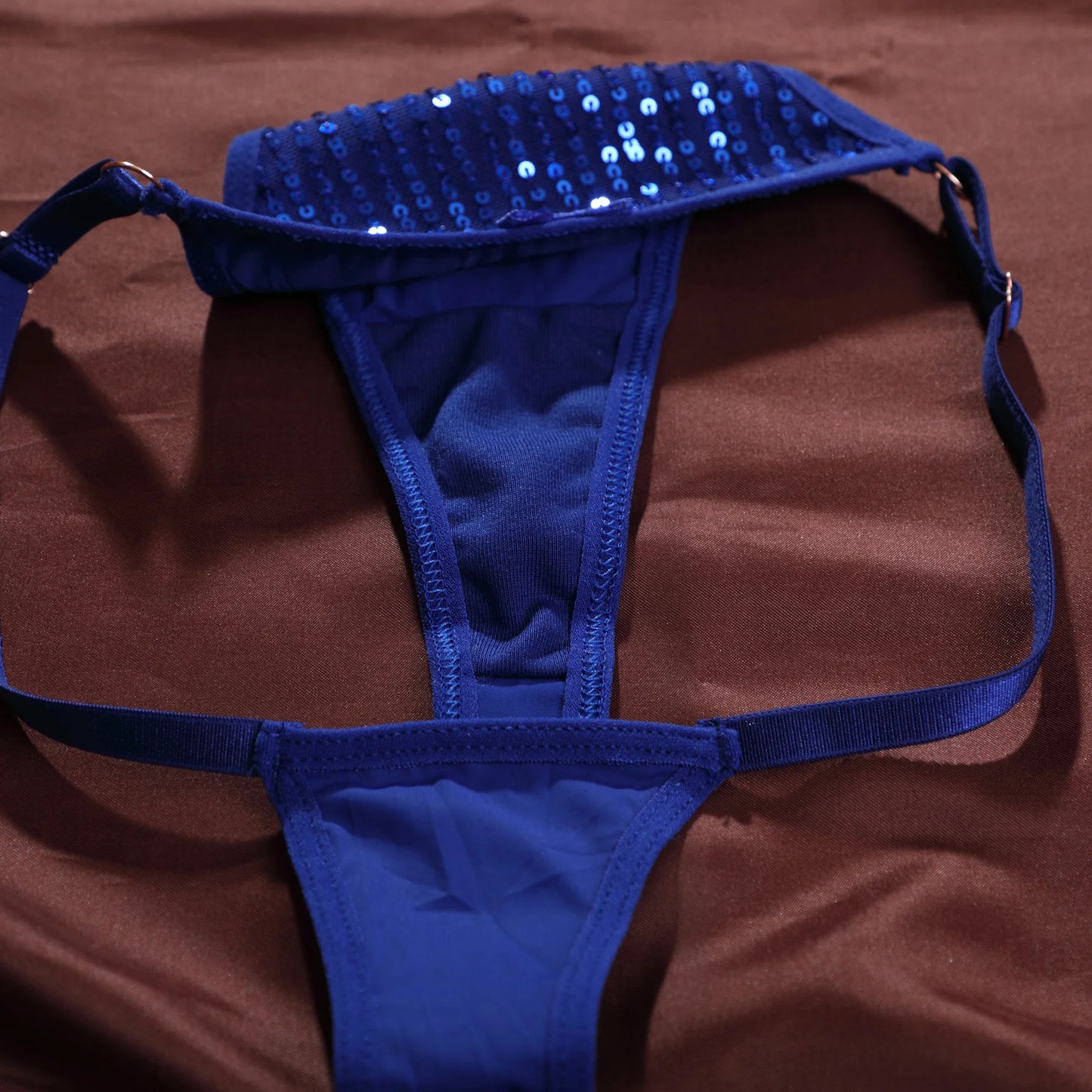 Shiny Sequins Underwear Sexy Low Waist Panties Breathable Cotton Crotch Thin Belt Women's Women's Thong Sexy Female Lingerie