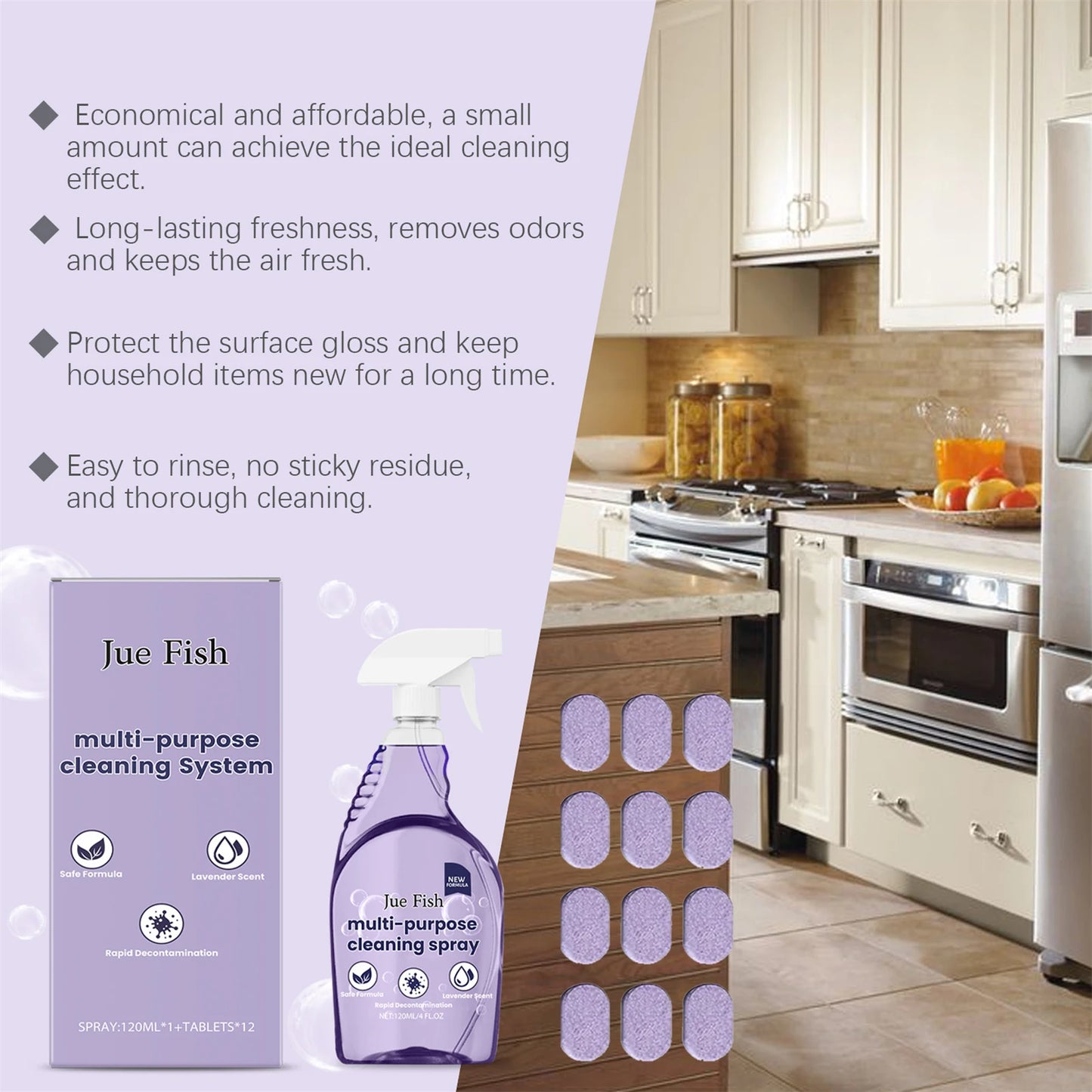 Kitchen Heavy Oil Cleaning Agent With Concentrated Cleaning Tablets for Kitchen Grease Bathroom Toilets