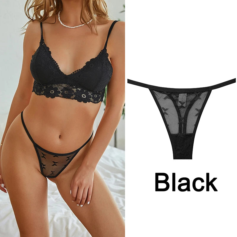 1Pcs Women Sexy Lace Floral G-String Panties String Transparent Underwear Intimates Panties Thong Low Waist Briefs S-XL Lingerie