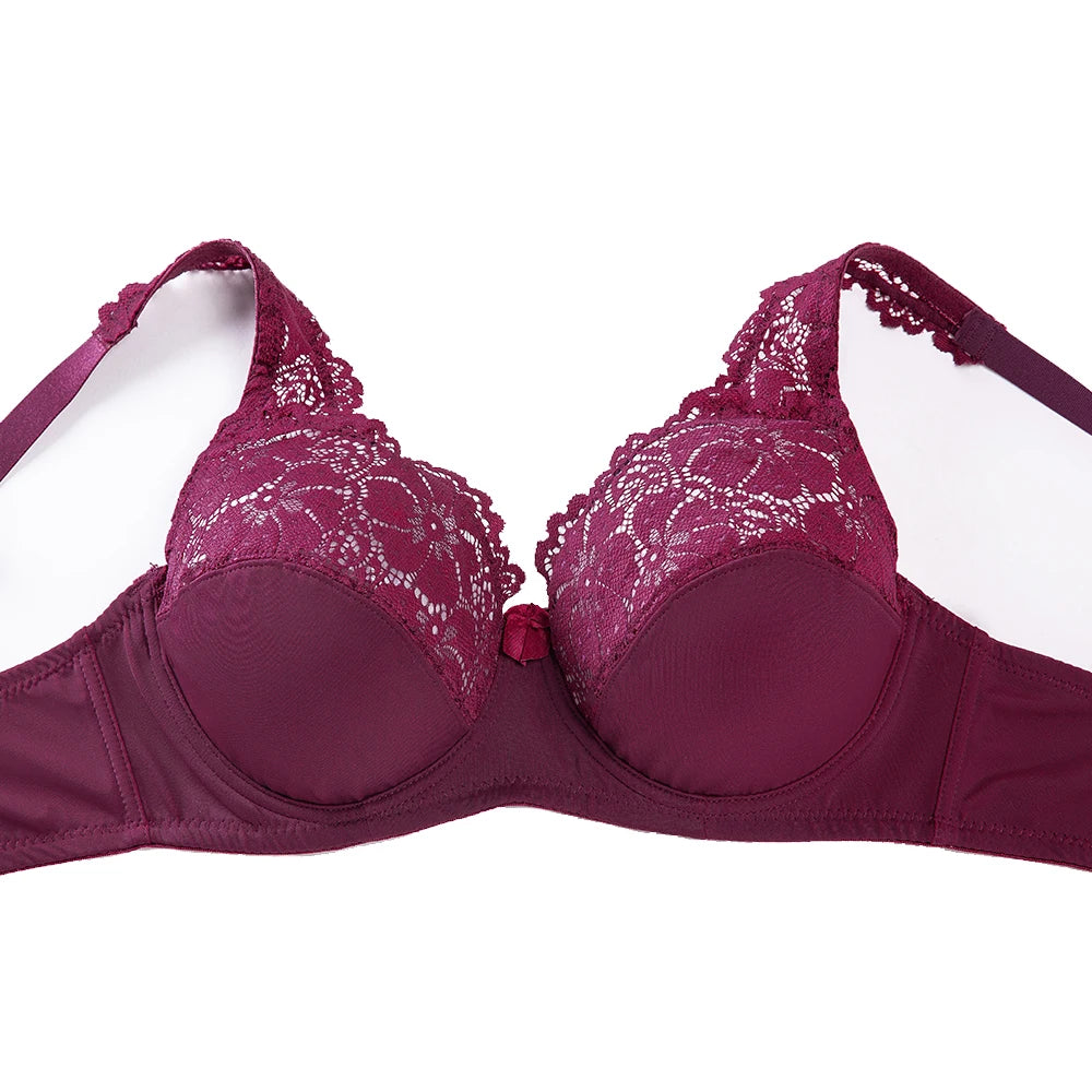 Sexy New Hot Gorgeous Embroidery Floral Lace Brassiere Plunge Lingerie Women's Underwear Big Size Bra B C D DD E F Cup Bh