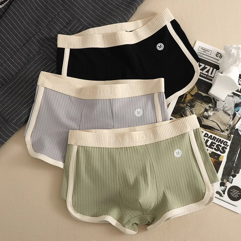 M-3XL Mens Cotton Underwear Boxer Shorts Casual Mid-rise Elastic Waistband Men's Panties Comfortable Breathable Underpants Cueca