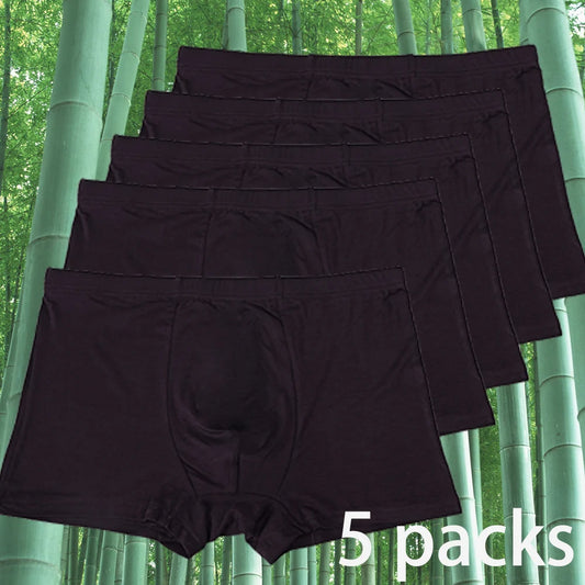 5 Packs Bamboo Boxers Man XL XXL XXXL XXXXL 5XL 6XL Plus Size Underwear Men Flat Feet Gym Shorts Panties Black Underpants Gifts