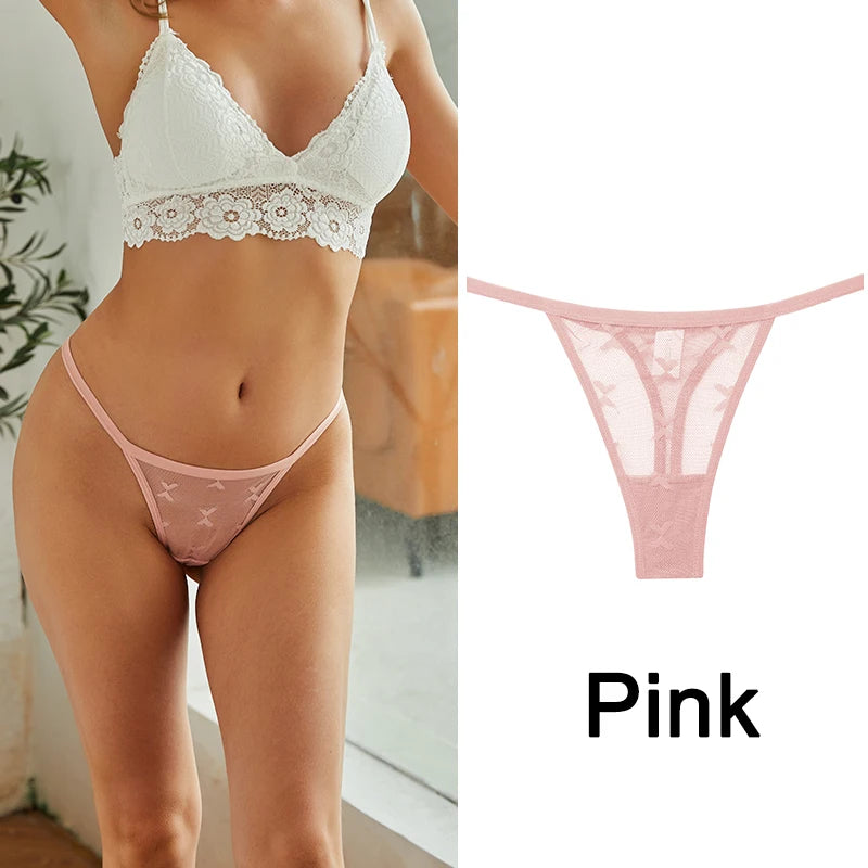 1Pcs Women Sexy Lace Floral G-String Panties String Transparent Underwear Intimates Panties Thong Low Waist Briefs S-XL Lingerie