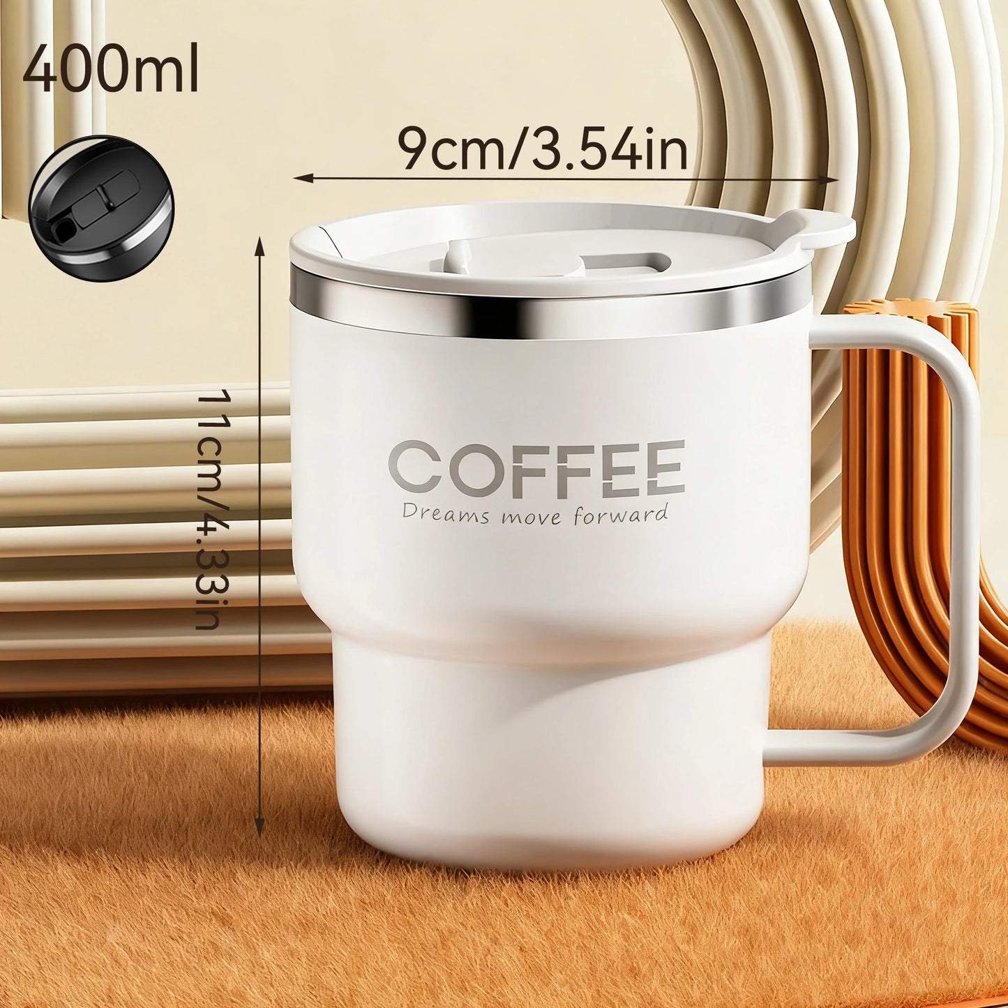 304 Stainless Steel Double Wall Insulated Coffee Cup With Handle Portable Students Leak-proof Water Cup Milk Coffee Mug